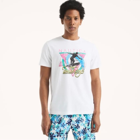 Nautica Beach Boys White Tee with Pink Accents - Picture 5 of 6